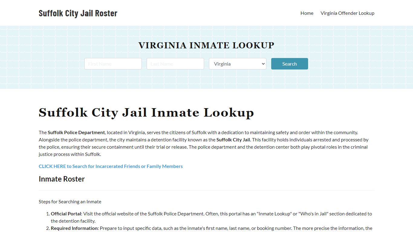 Suffolk Police Department & City Jail, VA Inmate Roster, Arrests, Mugshots